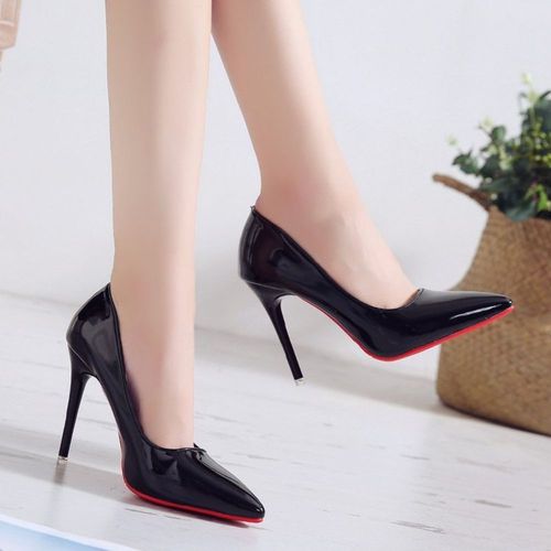 Chaussures  Talons Aiguilles En Cuir Verni,Escarpins Pointus,Chaussures De Travail Professionnelles,Noir,Coren,Sexy,Simple,Petit,Frais,Document Nude - 35