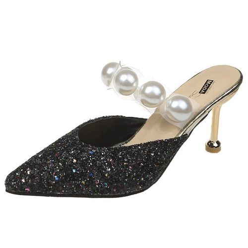 Chaussures  Talons Fins Pu Pour Femmes, Pantoufles De Luxe  Bout Couvert, Pantoufles De Styliste Pointu, 2020 - 40