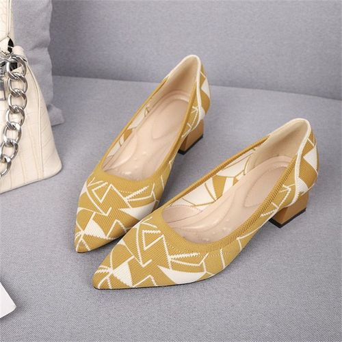 Chaussures  Talons Hauts Pointus Pour Femmes,Chaussures  Talons Carrs,Tisses,Respirantes,Dcontractes, La Mode Et Belles,Grande Taille,En 2 - 40