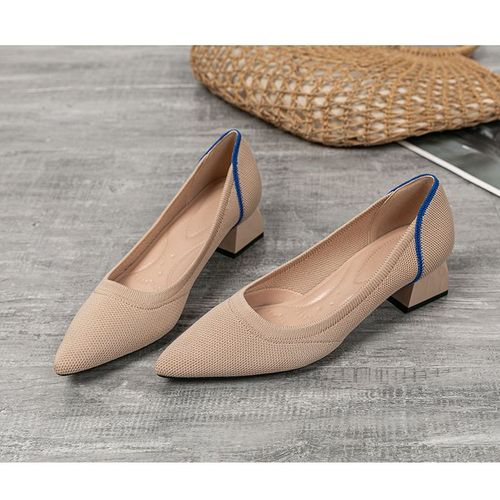 Chaussures  Talons Hauts Pointus Pour Femmes,Chaussures  Talons Carrs,Tisses,Respirantes,Dcontractes, La Mode Et Belles,Grande Taille,En 2 - 35
