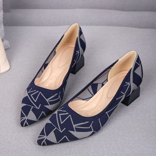 Chaussures  Talons Hauts Pointus Pour Femmes,Chaussures  Talons Carrs,Tisses,Respirantes,Dcontractes, La Mode Et Belles,Grande Taille,En 2 - 42