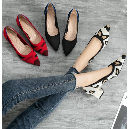 Chaussures  Talons Hauts Pointus Pour Femmes,Chaussures  Talons Carrs,Tisses,Respirantes,Dcontractes, La Mode Et Belles,Grande Taille,En 2 - 38