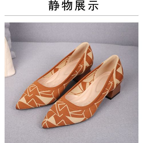 Chaussures  Talons Hauts Pointus Pour Femmes,Chaussures  Talons Carrs,Tisses,Respirantes,Dcontractes, La Mode Et Belles,Grande Taille,En 2 - 40