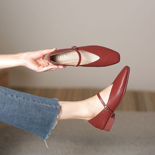 Chaussures  Talons Plats Pour Femme,Parka Carre Dcontracte,Semelle Basse Et Souple,Belles,lgantes,Franaises,Rtro,Construction,Essence,2024 - 33