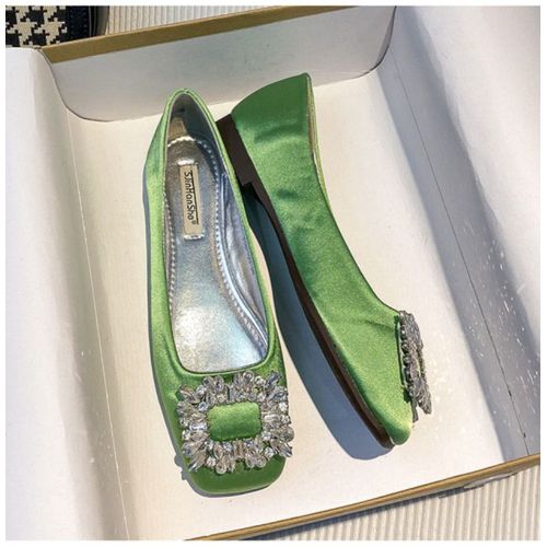 Chaussures Astronomiques Plates Avec Strass Pour Femme,Bouche Peu Profonde,Tte Carre,Dcontractes,Nouvelle Mode Printemps t 2023 - 32