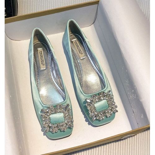Chaussures Astronomiques Plates Avec Strass Pour Femme,Bouche Peu Profonde,Tte Carre,Dcontractes,Nouvelle Mode Printemps t 2023 - 32