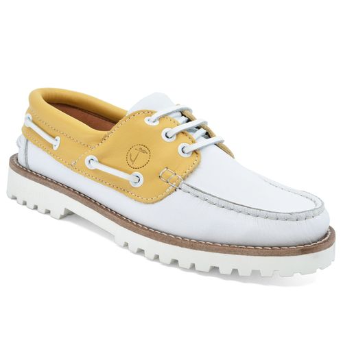 Chaussures Bateau Pour Femme Seajure Quirimbas En Cuir Jaune Et Blanc - 36