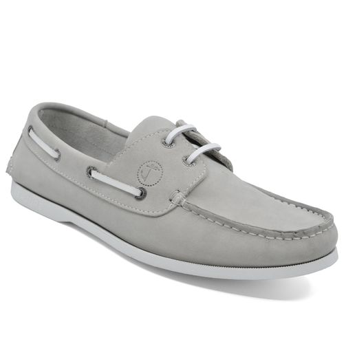 Chaussures Bateau Pour Homme Seajure Unawatuna En Cuir Nubuck Gris Clair - 45
