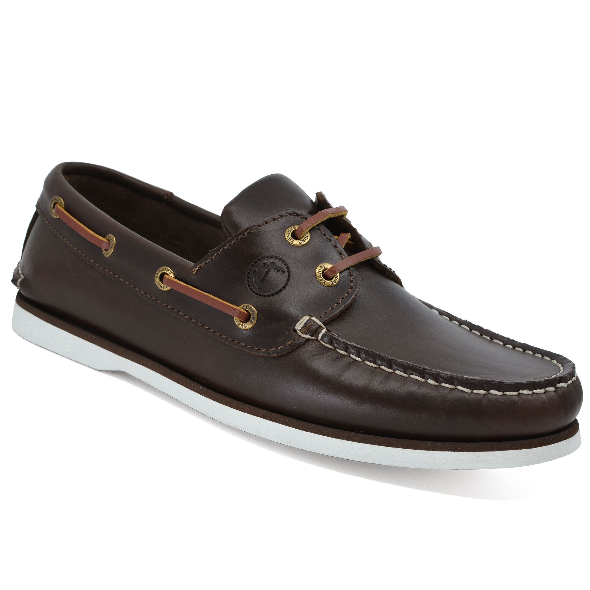 Chaussures Bateau Pour Hommes Seajure Forvie En Cuir Marron Fonc - 45