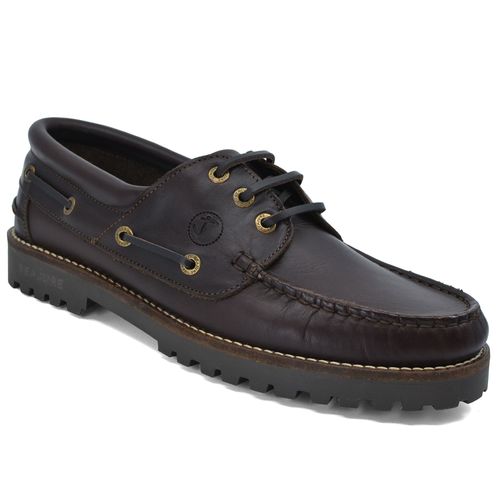 Chaussures Bateau Pour Hommes Seajure Reynisfjara En Cuir Marron Fonc - 41