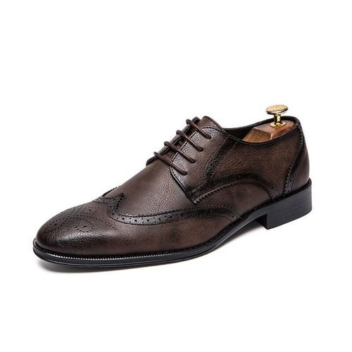 Chaussures Brogue Formelles En Cuir Pour Hommes,Souliers Plats Rtro  Bout Pointu,Oxford, La Mode,2022