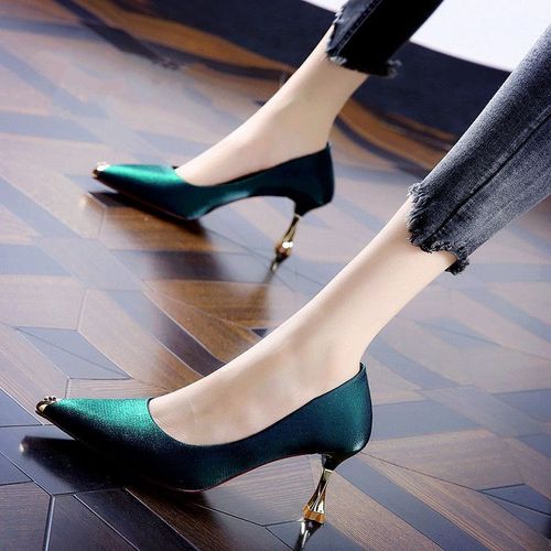 Chaussures Classiques  Bout Pointu En Cuir Pu Pour Femmes,Talons Aiguilles  Enfiler,Blanches,De Haute Qualit,B9455 - 36