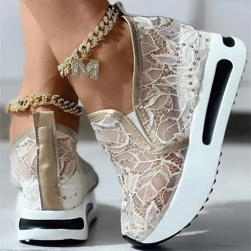 Chaussures Compenses  Semelle En Caoutchouc Pour Femmes,Baskets Peu Profondes Pour Femmes,Chaussures Confortables  Enfiler,Blanc,Bleu,Maille,Colombien Canis,Dcontract,t,42,2024