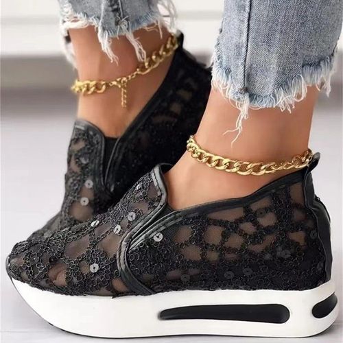 Chaussures Compenses  Semelle En Caoutchouc Pour Femmes,Baskets Peu Profondes Pour Femmes,Chaussures Confortables  Enfiler,Blanc,Bleu,Maille,Colombien Canis,Dcontract,t,42,2024