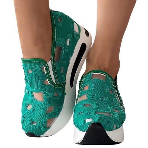 Chaussures Compenses  Semelle En Caoutchouc Pour Femmes,Baskets Peu Profondes Pour Femmes,Chaussures Confortables  Enfiler,Blanc,Bleu,Maille,Colombien Canis,Dcontract,t,42,2024