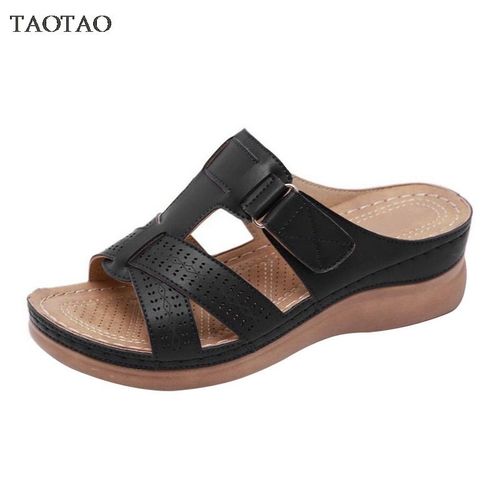 Chaussures D't  Semelles Compenses Pour Femmes, Pantoufles Dcontractes Pour Dames, Diapositives De Plage Confortables, Sandales Solides  La Mode, Grande Taille - 39
