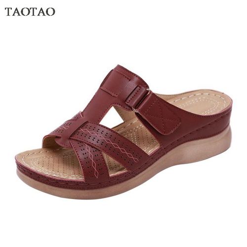 Chaussures D't  Semelles Compenses Pour Femmes, Pantoufles Dcontractes Pour Dames, Diapositives De Plage Confortables, Sandales Solides  La Mode, Grande Taille - 39