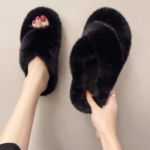 Chaussures D'hiver En Coton Pour Femmes, Pantoufles Chaudes En Fausse Fourrure,  La Mode, Confortables, Plates  Enfiler, 2021 - 36