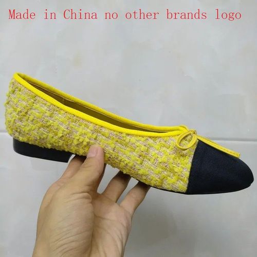Chaussures De Ballet Classiques Pour Femmes,Escarpins De Base,pissure De Deux Documents,N?Ud En Tweed,Chaussures De Travail,Talons Bas,Escarpins  La Mode,2024 - 36