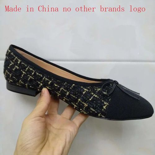 Chaussures De Ballet Classiques Pour Femmes,Escarpins De Base,pissure De Deux Documents,N?Ud En Tweed,Chaussures De Travail,Talons Bas,Escarpins  La Mode,2024 - 38
