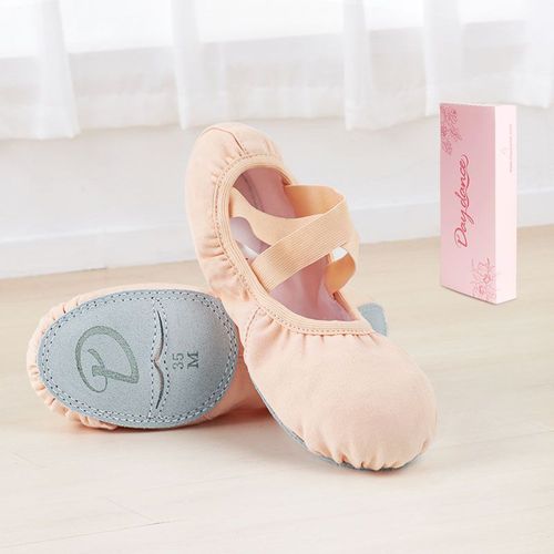 Chaussures De Ballet Pour Filles,Pantoufles De Danse Pour Femmes,Chaussures De Pratique  Enfiler En Toile Hautement Extensible  Semelle Fendue - 24