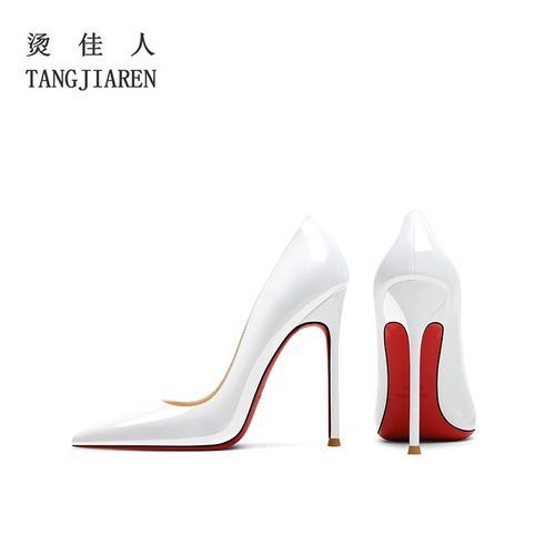 Chaussures De Banquet  Talons Hauts Argents Et Fins En Cuir Verni,Bouche Peu Profonde Et Jolie Tue,Grande Semelle Rouge,Pour Femme, - 43