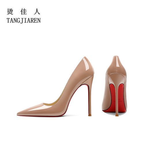 Chaussures De Banquet  Talons Hauts Argents Et Fins En Cuir Verni,Bouche Peu Profonde Et Jolie Tue,Grande Semelle Rouge,Pour Femme, - 36
