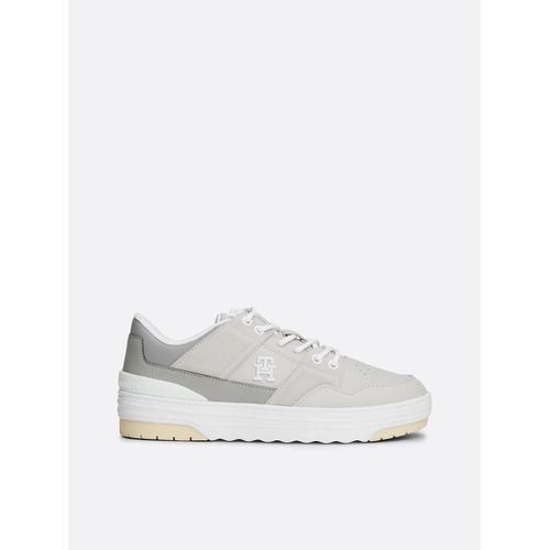 Chaussures De Basket Multitextures En Cuir Th Basket Sneaker Lo/Antique Silver - 37