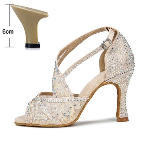 Chaussures De Brevlatine En Maille Respirante Pour Femme,Sandales D'nik Talons Hauts En Diamant Doux Astronomique Pour Jazz,Tango Et Sasa,t 2024 - 36
