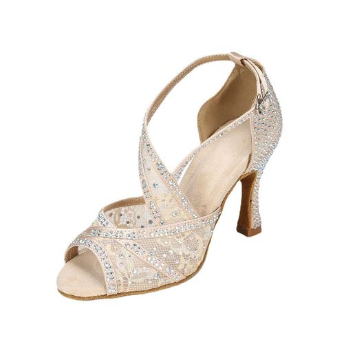 Chaussures De Brevlatine En Maille Respirante Pour Femme,Sandales D'nik Talons Hauts En Diamant Doux Astronomique Pour Jazz,Tango Et Sasa,t 2024 - 40