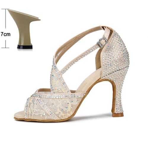 Chaussures De Brevlatine En Maille Respirante Pour Femme,Sandales D'nik Talons Hauts En Diamant Doux Astronomique Pour Jazz,Tango Et Sasa,t 2024 - 39