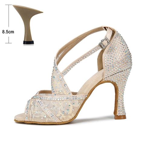 Chaussures De Brevlatine En Maille Respirante Pour Femme,Sandales D'nik Talons Hauts En Diamant Doux Astronomique Pour Jazz,Tango Et Sasa,t 2024 - 37