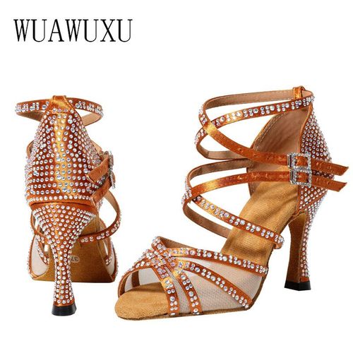 Chaussures De Danse Latine Carres  Talons Hauts Pour Femmes,Chaussures De Danse En Diamant Pour Adultes,Semelle Souple,Chacha,t,2024 - 41