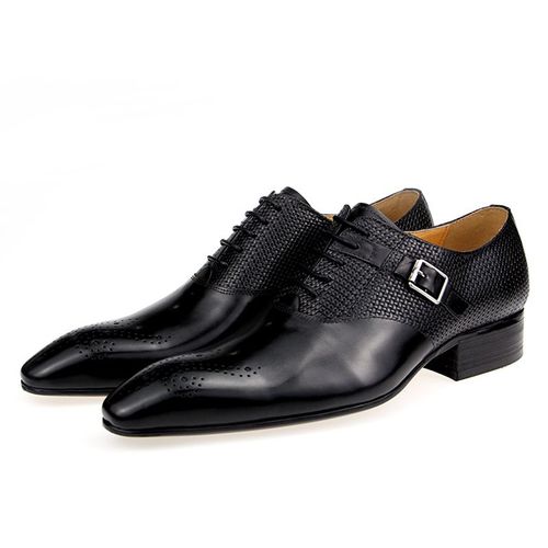 Chaussures De Luxe En Cuir Vritable Pour Hommes,Brogues  Lacets, Bout Pointu, La Mode,Pour Mariage,Noir,Vert,Caf - 39