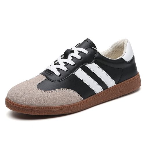 Chaussures De Luxe Plates En Cuir Pour Femme,Baskets Classiques Rtro,Coupe Basse, Lacets,Dcontractes,Rondes,Gris,Blanc,Automne 2023 - 42