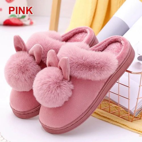 Chaussures De Maison Moelleuses Pour Femmes,Pantoufles Chaudes D'hiver,Oreilles De Lapin Mignonnes,Pantoufles En Peluche  Fourrure Pour Femmes,Maison,Intrieur Dcontract,Chaussure Douce Pour Dames