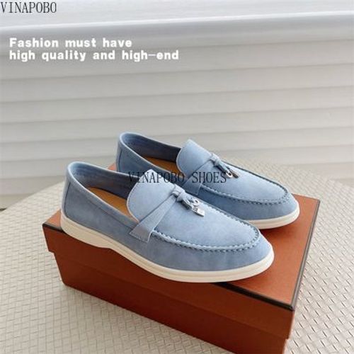 Chaussures De Marche D't En Daim Pour Femmes,Chaussures Plates,Serrure En Mtal,Mocassins Paresseux,Semelle Souple, Enfiler,Mocassin Dcontract,Chaussures Bonnet,Cuir Vritable - 40