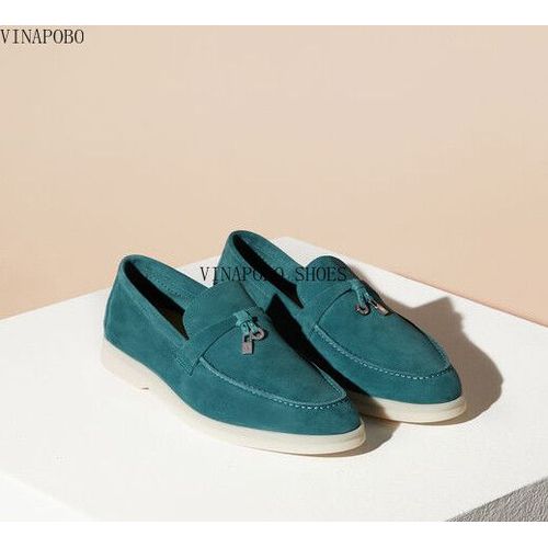 Chaussures De Marche D't En Daim Pour Femmes,Chaussures Plates,Serrure En Mtal,Mocassins Paresseux,Semelle Souple, Enfiler,Mocassin Dcontract,Chaussures Bonnet,Cuir Vritable - 43