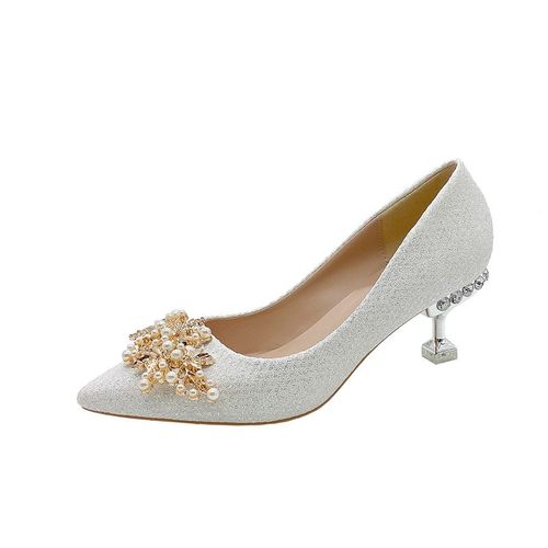 Chaussures De Mariage Dcontractes  Talons Hauts En Mtal,Strass Localit,Grande Taille,7cm,Pour Femme - 36