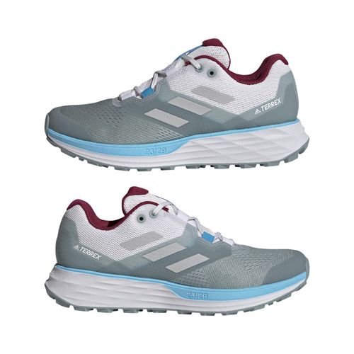 Chaussures De Running Femme Adidas Terrex Two Flow Tr - Gris / Blanc / Bleu Ciel - 38