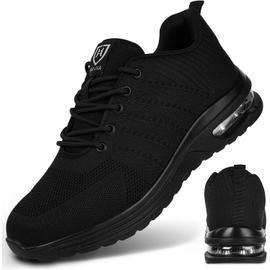Chaussures de Sécurité Homme Légère Basket de Securite Antidérapant  Chaussure de Chantier Embout Acier Confortable Chaussures de Travail  Respirantes Noir 42-46---43 EU--43 EU