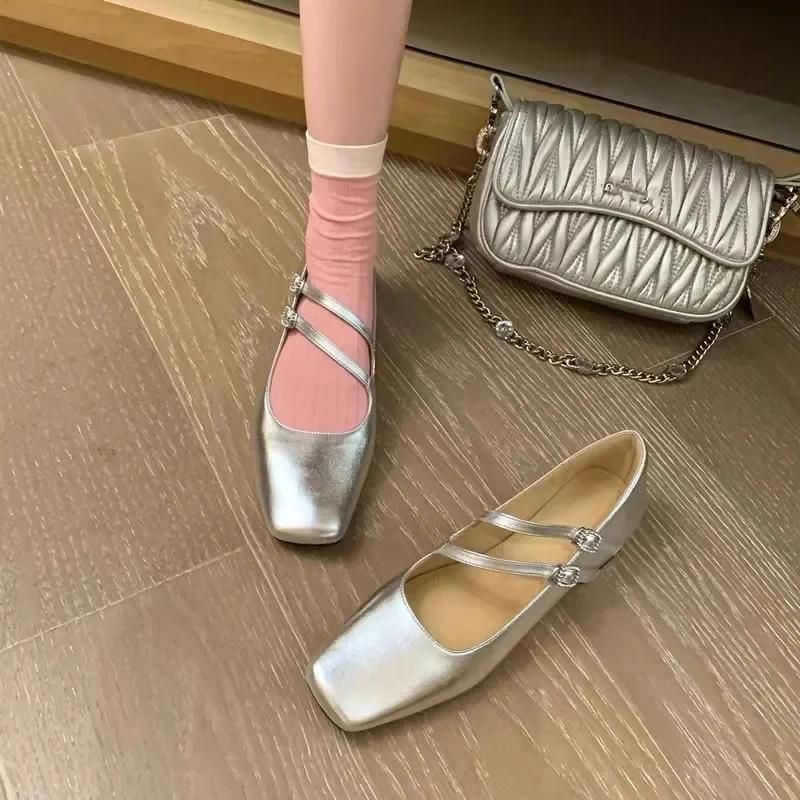 Chaussures De Styliste En Cuir Verni Pour Femme,Mary Janes,Carr,Parker,Double Structure,Talons Bas,Automne - 36