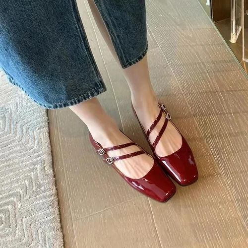 Chaussures De Styliste En Cuir Verni Pour Femme,Mary Janes,Carr,Parker,Double Structure,Talons Bas,Automne - 38
