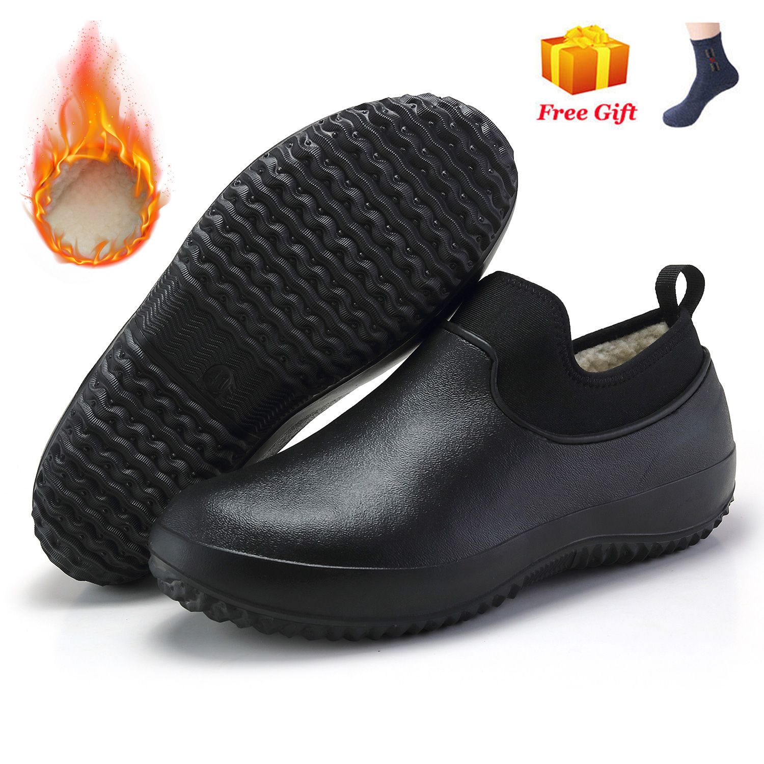 Chaussures De Travail De Cuisine Impermables Pour Hommes,Ajouter Du Coton,Non Ald,Chaussures De Chef Dcontractes,Unisexe,Chaussures D'eau,Bottes De Pluie En Coton - 40