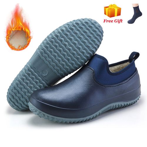 Chaussures De Travail De Cuisine Impermables Pour Hommes,Ajouter Du Coton,Non Ald,Chaussures De Chef Dcontractes,Unisexe,Chaussures D'eau,Bottes De Pluie En Coton - 46