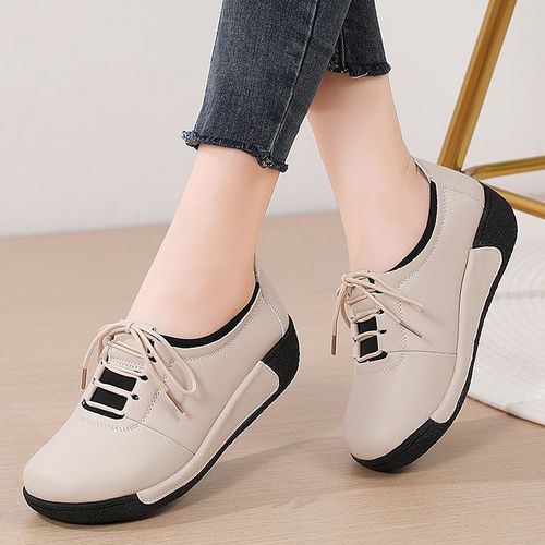 Chaussures Dcontractes En Cuir Fendu Pour Femmes,Mocassins  Plateforme Plate Pour Femmes,Baskets Compenses,Mocassins  Enfiler Pour Dames,Designer - 37