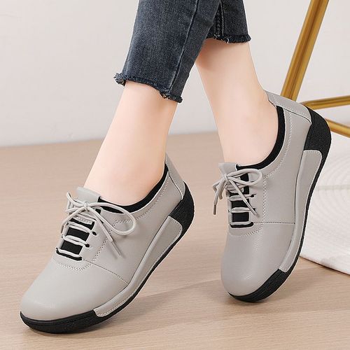 Chaussures Dcontractes En Cuir Fendu Pour Femmes,Mocassins  Plateforme Plate Pour Femmes,Baskets Compenses,Mocassins  Enfiler Pour Dames,Designer - 35