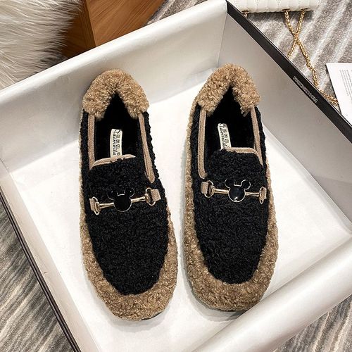 Chaussures Dlicates En Laine D'agneau Pour Femmes,Mocassins En Laine,Bottes Plates En Fourrure De Mouton,Document Mixte,Chaud,Hiver,Dames,2022