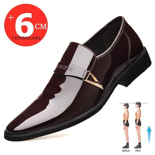 Chaussures Derby Formelles En Cuir Verni Pour Hommes,Hauteur 6/8cm,Souliers  lvateur, Dessus Brillant,Recommand Pour Augmenter La Tenue De Mariage - 37