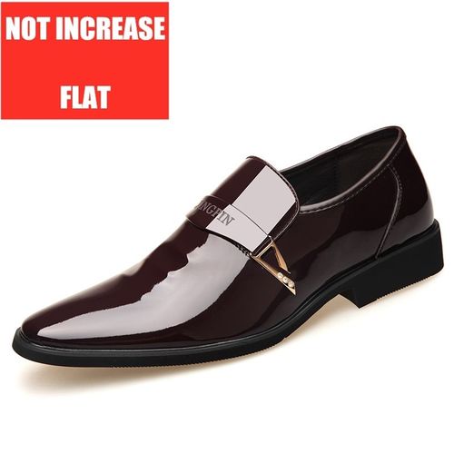 Chaussures Derby Formelles En Cuir Verni Pour Hommes,Hauteur 6/8cm,Souliers  lvateur, Dessus Brillant,Recommand Pour Augmenter La Tenue De Mariage - 42